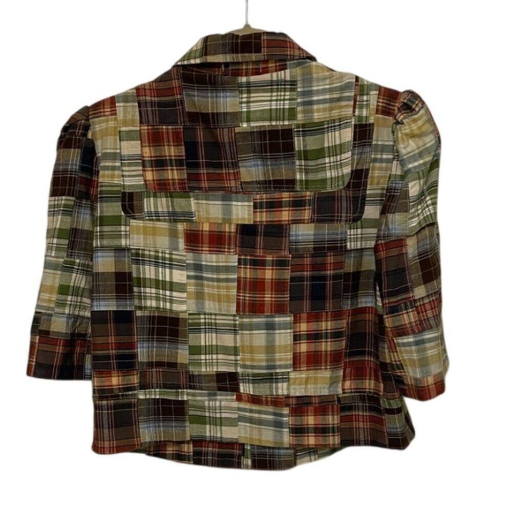 Cambridge Dry Goods VTG Madras Patchwork Plaid Cropped Jacket Womens Size Small - Picture 5 of 12